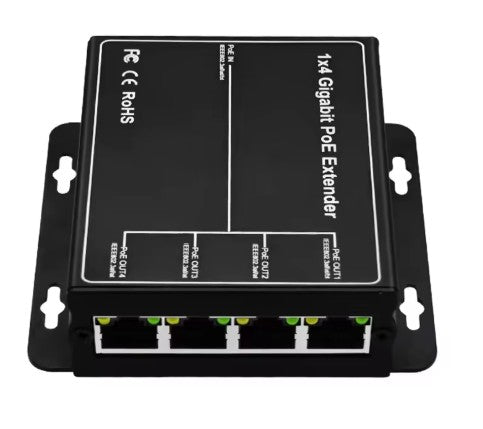 POE Extender/Repeater 4 Port. 1 in 4 out. No Power Required