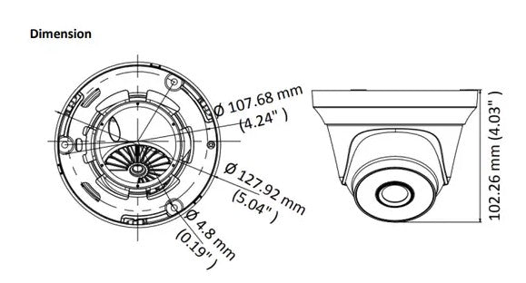 Hikvision HiLook IPC-T250H-MU 5MP IR Fixed Turret Network Camera, 2.8mm with Mic