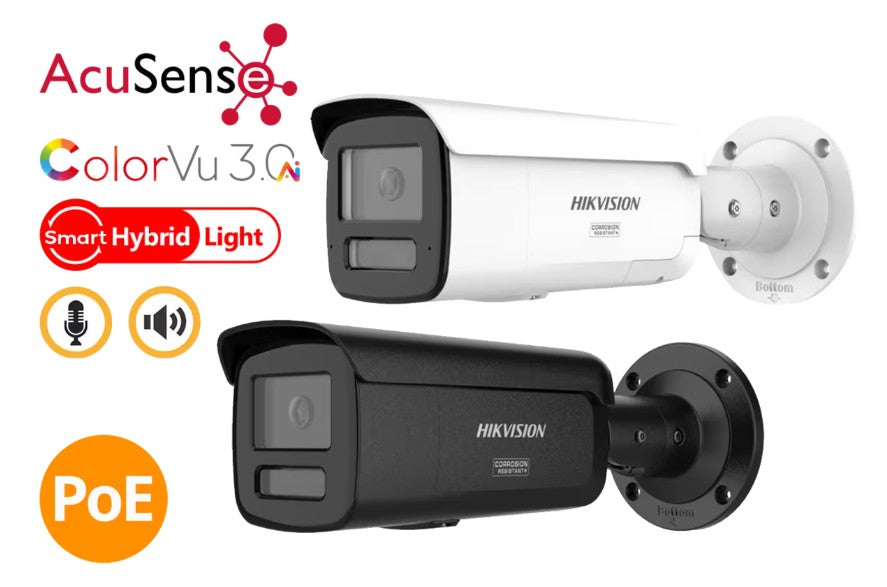 DS-2CD2T47G3-LIS2UY/SL, 2.8mm, White/Black, 4MP, Built-in Mic & Speaker, Bullet