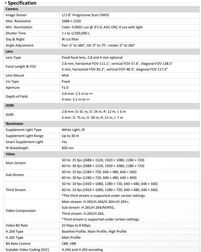 DS-2CD2347G3-LI2UY, 2.8mm, White/Black, 4MP, Built-in Mic