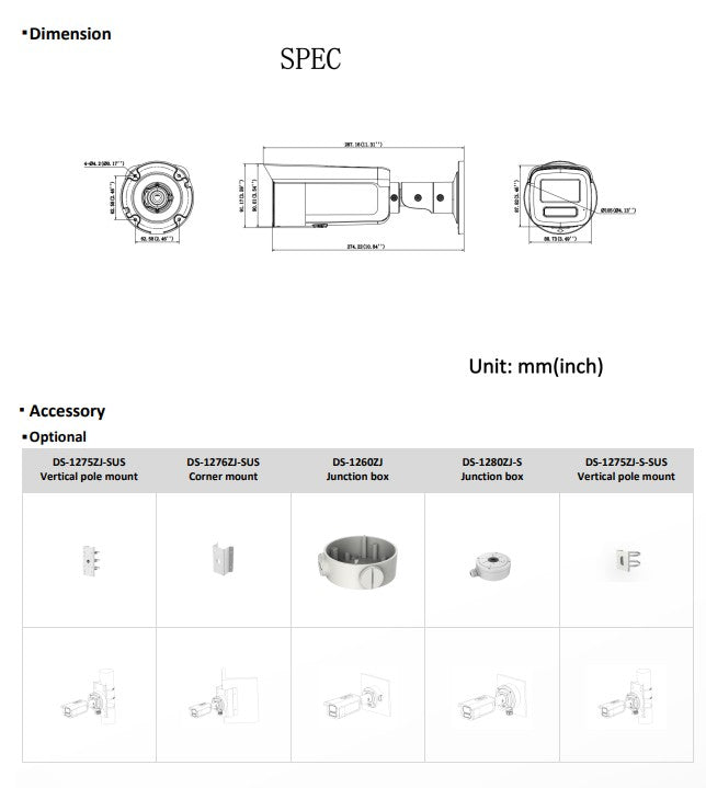 DS-2CD2T47G3-LIY, 2.8mm, White/Black, 4MP, Built-in Mic, Bullet cam