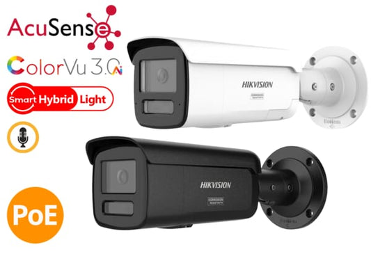 DS-2CD2T47G3-LIY, 2.8mm, White/Black, 4MP, Built-in Mic, Bullet cam